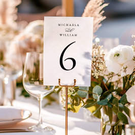 Numeração De Mesa Elegante Caligrafia Minimalista Moderna para Casam
