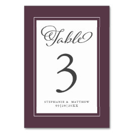 Numeração De Mesa Elegante Caligrafia para Casamento Recepção Roxo C