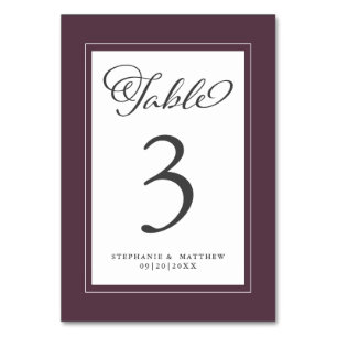 Numeração De Mesa Elegante Caligrafia para Casamento Recepção Roxo C