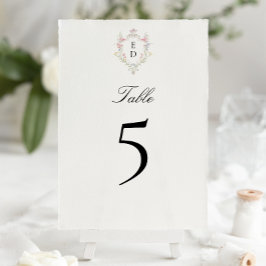 Numeração De Mesa Elegante Caprichoso Monograma de Crista Floral Roc