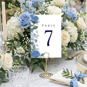 Numeração De Mesa Elegante Casamento Aquarela Rosa Azul Francês