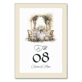 Numeração De Mesa Elegante Casamento com Champanhe e Rosa "Old Money