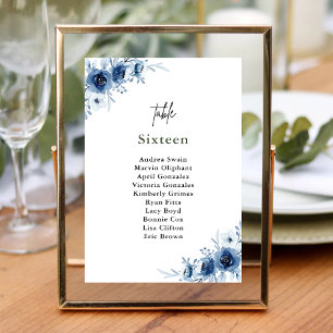 Numeração De Mesa Elegante Casamento Floral Azul Vintage Francês