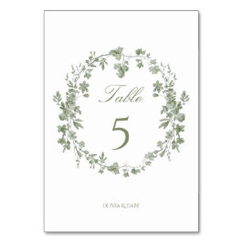 Numeração De Mesa Elegante Casamento Floral Francês em Verde Salvia
