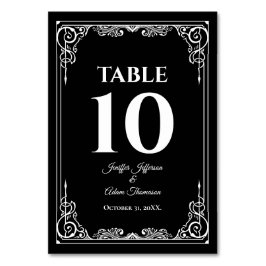Numeração De Mesa Elegante casamento gótico preto e branco