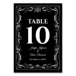 Numeração De Mesa Elegante casamento gótico preto e branco