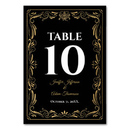 Numeração De Mesa Elegante casamento gótico preto e dourado