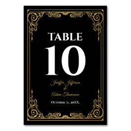 Numeração De Mesa Elegante casamento gótico preto e dourado