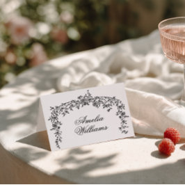 Numeração De Mesa Elegante Casamento Moderno Floral Preto e Branco