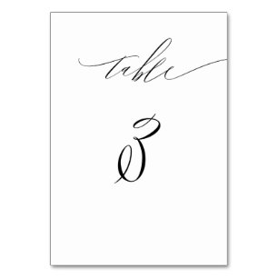 Numeração De Mesa Elegante Casamento Moderno Preto e Branco Script N