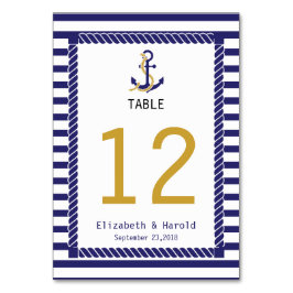 Numeração De Mesa Elegante Casamento Náutico Listras Azuis