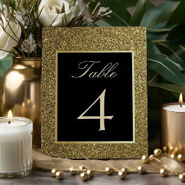 Numeração De Mesa Elegante Casamento Preto e Dourado