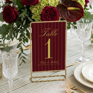 Numeração De Mesa Elegante Chartreuse Borgonha Simples Listrado Casa