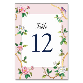 Numeração De Mesa Elegante Chinoiserie Floral Rosa