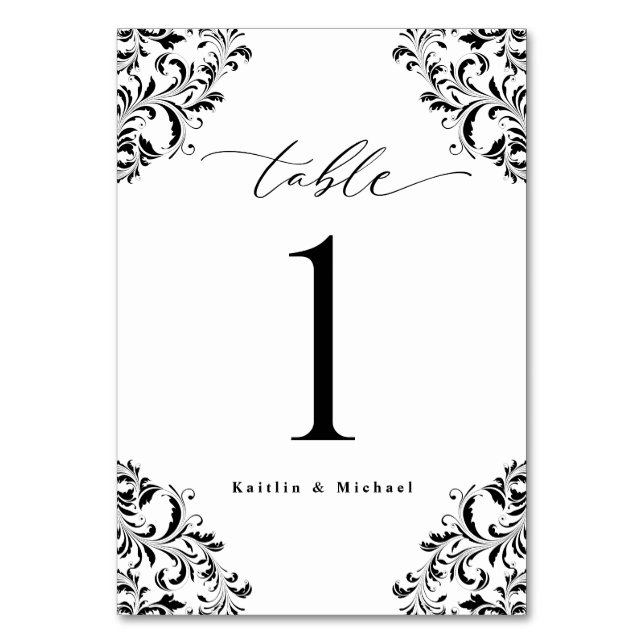 Numeração De Mesa Elegante Clássico Vintage Pequeno Casamento (Frente)