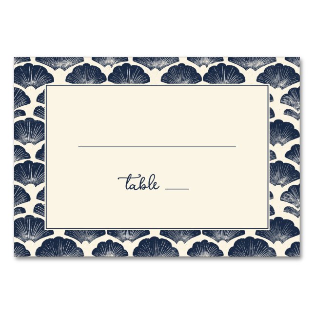 Numeração De Mesa Elegante Concha de Vieira Azul-Marinho (Frente)
