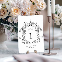 Numeração De Mesa Elegante Crista de Casamento Barroco Vintage