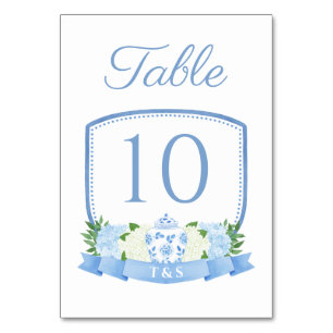 Numeração De Mesa Elegante Crista de Casamento Chic Chinoiserie Aqua