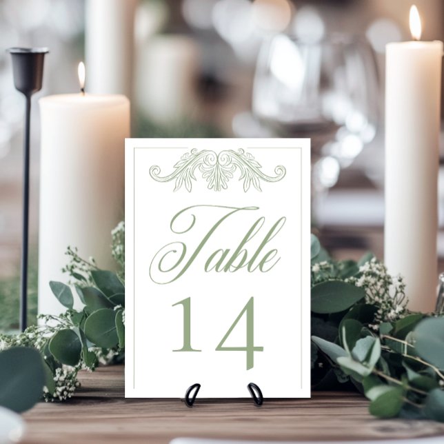 Numeração De Mesa Elegante Crista de Pássaro em Chinoiserie Verde pa (Criador carregado)