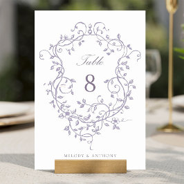 Numeração De Mesa Elegante Crista Floral de Lavanda Francesa