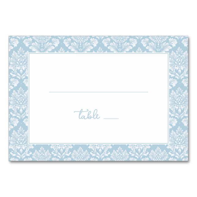 Numeração De Mesa Elegante Damasco Azul Claro (Frente)