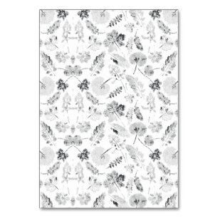 Numeração De Mesa Elegante desenho floral em preto e branco apresent