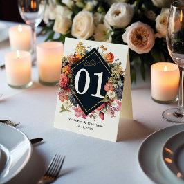 Numeração De Mesa Elegante design da mesa de colheita floral.
