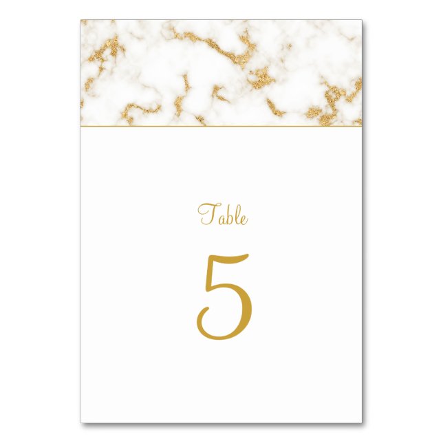 Numeração De Mesa Elegante Dourado Marble Table Number (Frente)