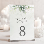 Numeração De Mesa Elegante Eucalyptus Deixa Casamento Dourado Verde<br><div class="desc">Lindos números de mesas de casamento com a aquarela eucalipto e folhas de ouro. Escolha perfeita para casamentos externos.</div>