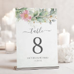 Numeração De Mesa Elegante Eucalyptus Deixa Casamento Dourado Verde<br><div class="desc">Lindos números de mesas de casamento com cor-de-água floral rosa eucalipto e folhas de ouro.</div>