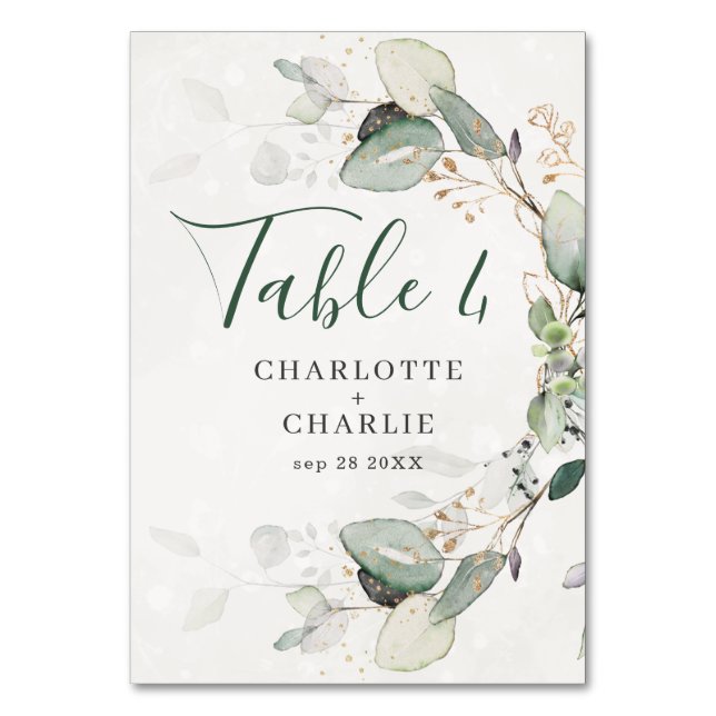 Numeração De Mesa Elegante Eucalyptus Greenery Rustic Chic (Frente)