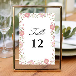 Numeração De Mesa Elegante Floral de Outono Rosa em Aquarela para Ca