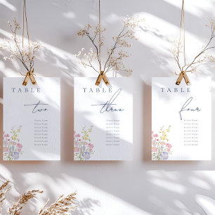 Numeração De Mesa Elegante Floral Poeira Azul Casamento Letra