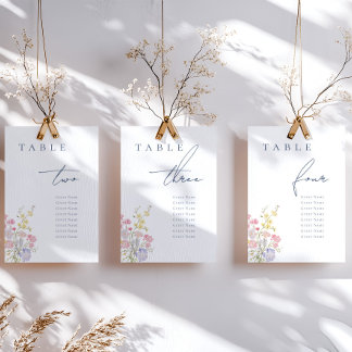 Numeração De Mesa Elegante Floral Poeira Azul Casamento Letra
