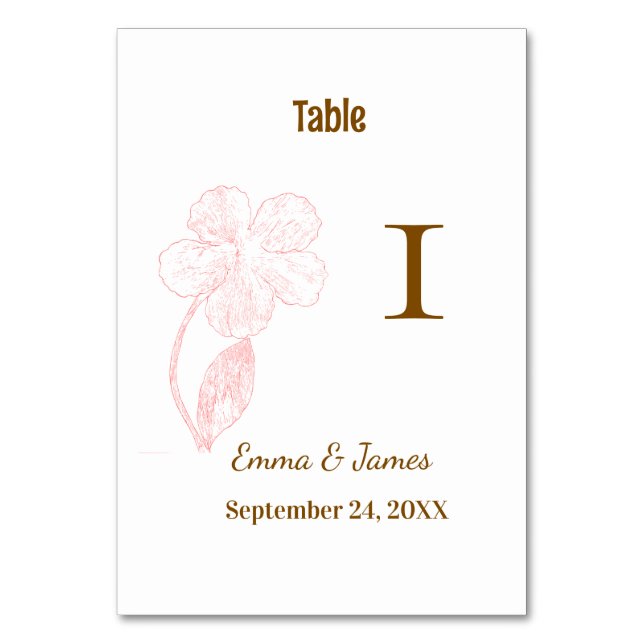 Numeração De Mesa Elegante Floral Rosa Bege  (Frente)