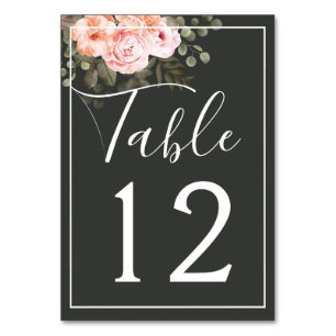 Numeração De Mesa Elegante Floral Tom Rosado Botânico Moderno Casame