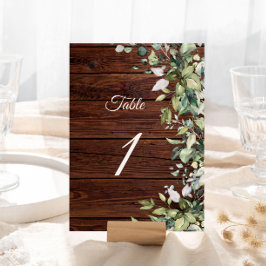 Numeração De Mesa Elegante Greenery Rustic Wood