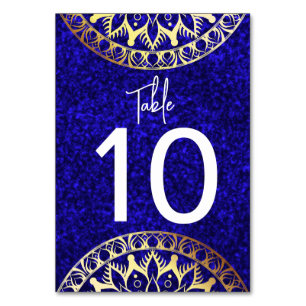 Numeração De Mesa Elegante Mandala de duas cores em Azul e Dourado