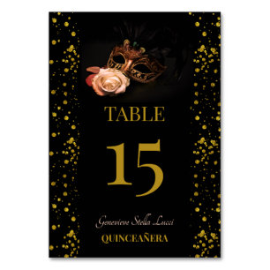 Numeração De Mesa Elegante Mascarada e Rosa Branca
