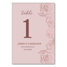 Elegante Mauve Floral Festa de aniversário Número 