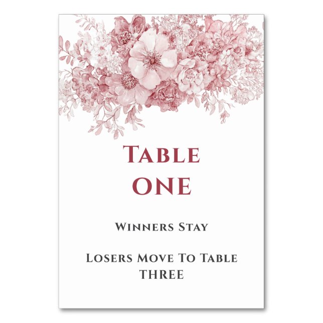 Numeração De Mesa Elegante Mesa de Bunco Floral Um (Frente)