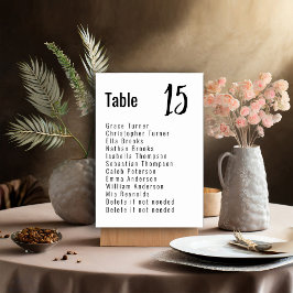 Numeração De Mesa 💍 Elegante minimalista com lista de convidados
