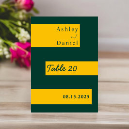 Numeração De Mesa Elegante Minimalista Verde e Dourado Casamento Mod