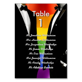 Numeração De Mesa Elegante Modern Gay Men Casando com Rainbow Lista