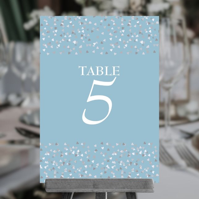 Numeração De Mesa Elegante Moderno Coração de Amor Confete  (Elegant Modern Chic Love Hearts Confetti Table Number)