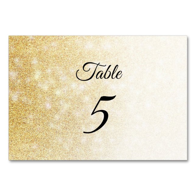 Numeração De Mesa Elegante Moderno Glitter Dourado Tendência (Frente)