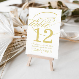 Numeração De Mesa Elegante Monograma de Casamento em Letra Caligráfi