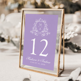 Numeração De Mesa Elegante Monograma de Crista Floral Casamento Lava