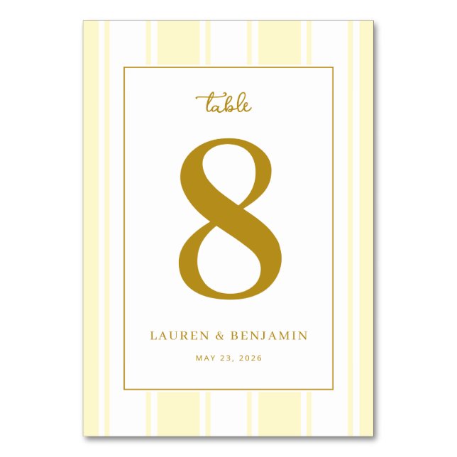 Numeração De Mesa Elegante Número Oito Dourado (Frente)