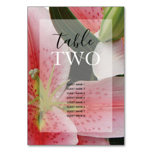 Numeração De Mesa Elegante Oriental Lily Nomes de Convidados